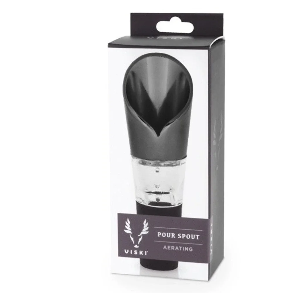 Viski‎ Gunmetal Aerating Pour Spout Wine Aerator, Drip Free, Stainless Steel NIB